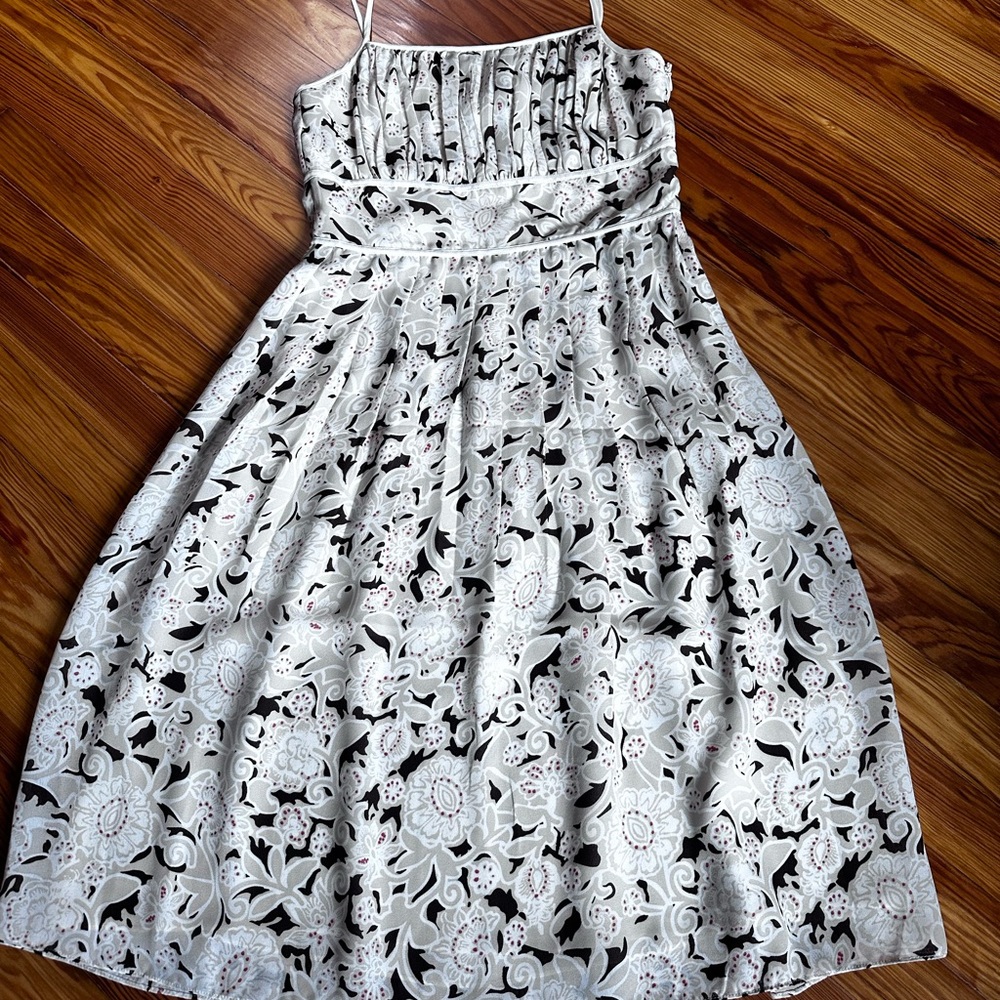 Petite Sophisticate White and Black Floral Lace Sundress
